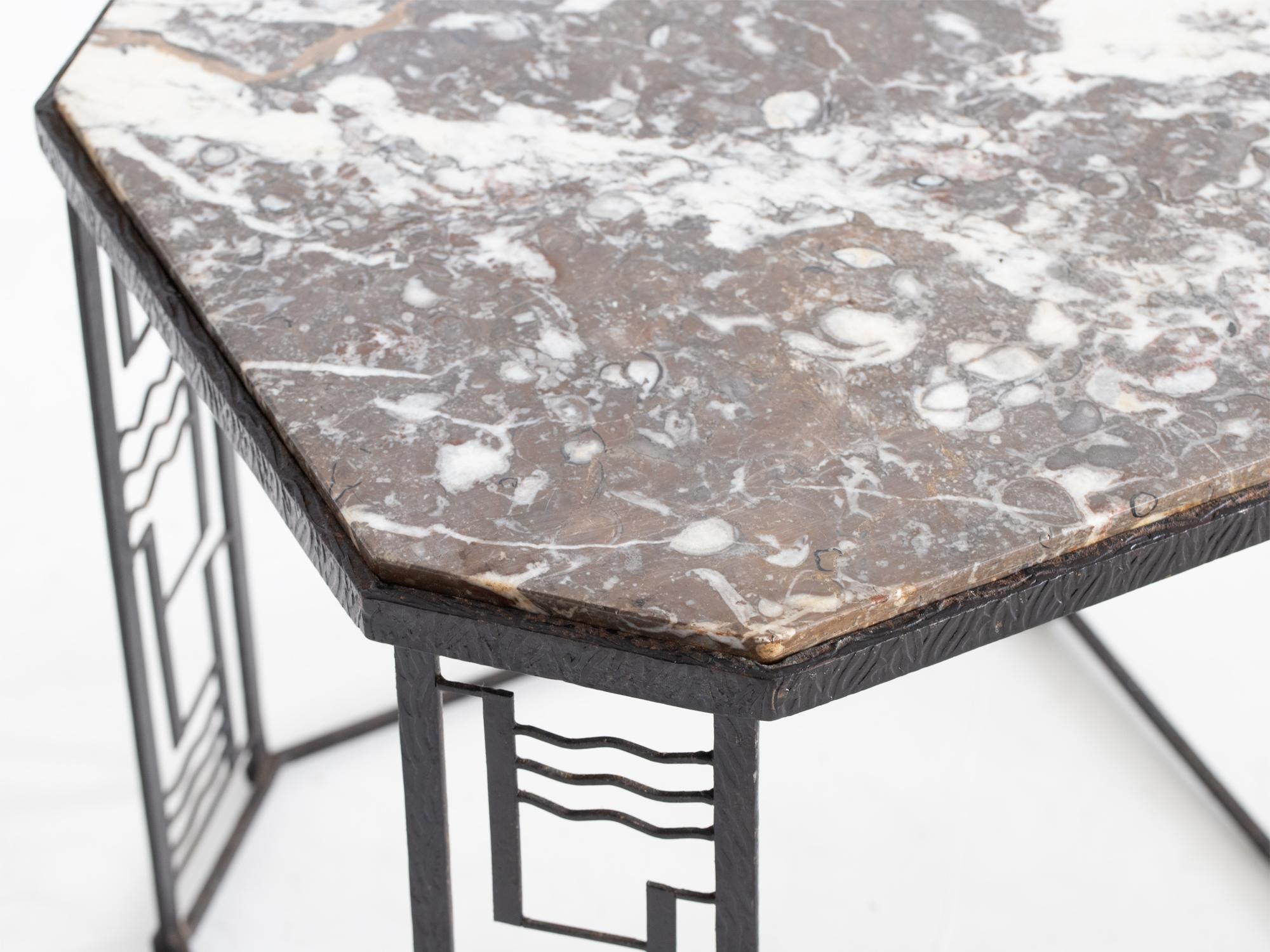 Mid-20th Century Art Deco Marble & Iron Side Table