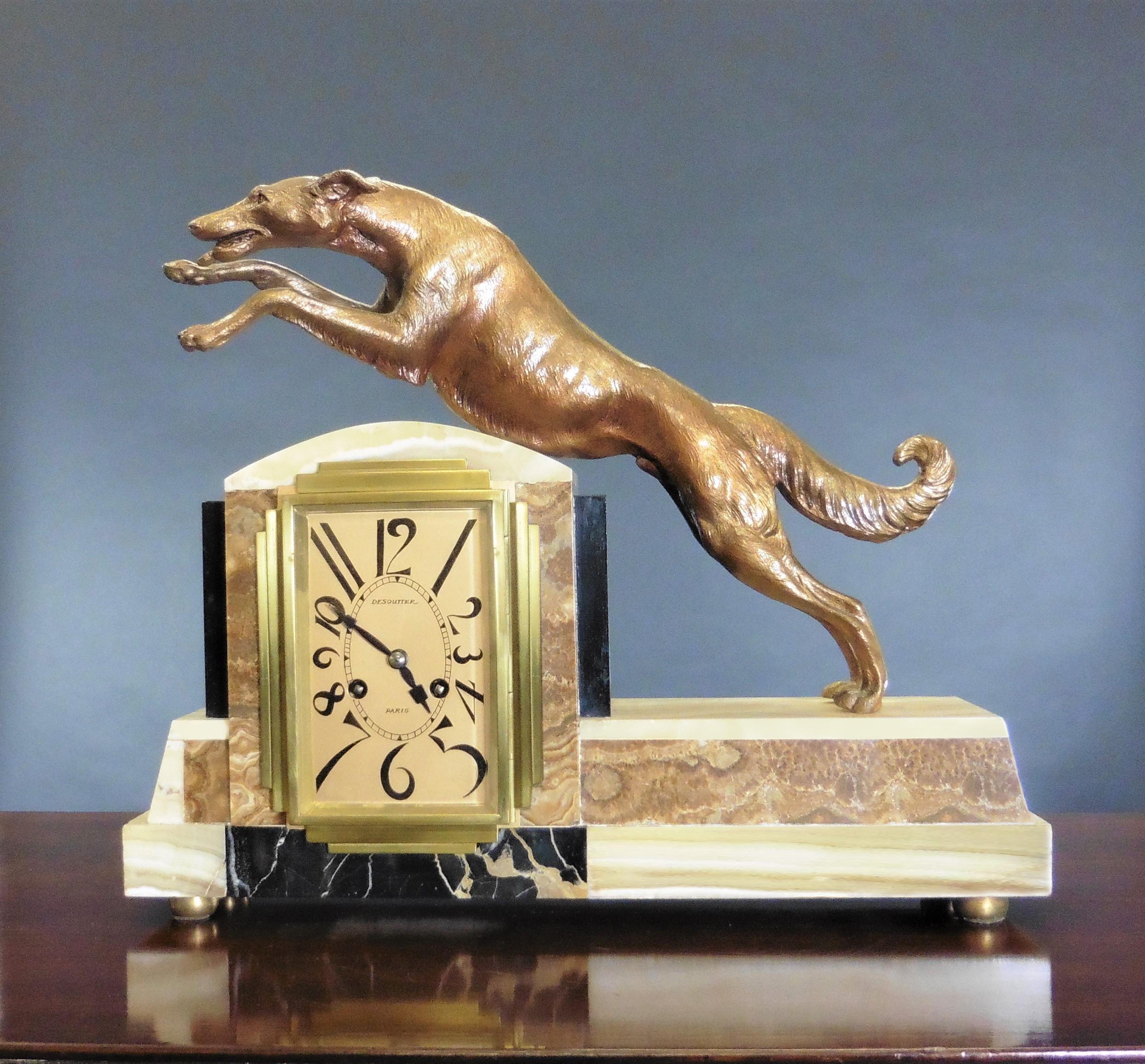 Horloge de cheminée en marbre Art Déco en vente 3