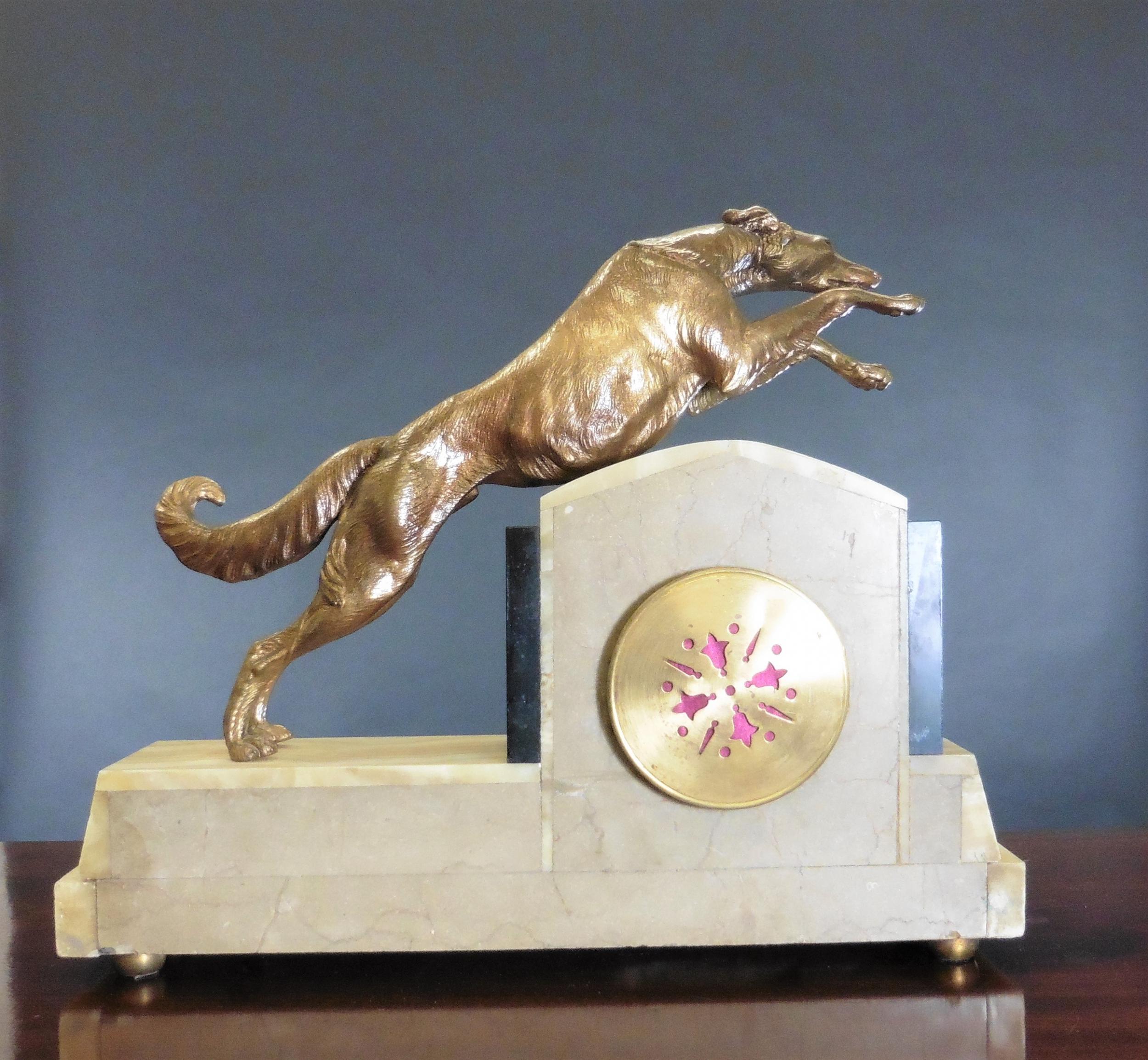 Art Deco Marble Mantel Clock In Good Condition For Sale In Norwich, GB