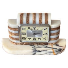 Reloj de sobremesa Art Decó de mármol y ónice de DEP of France