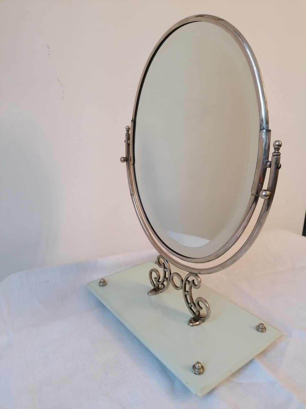 Art Deco Marble Oval Table Mirror For Sale 1