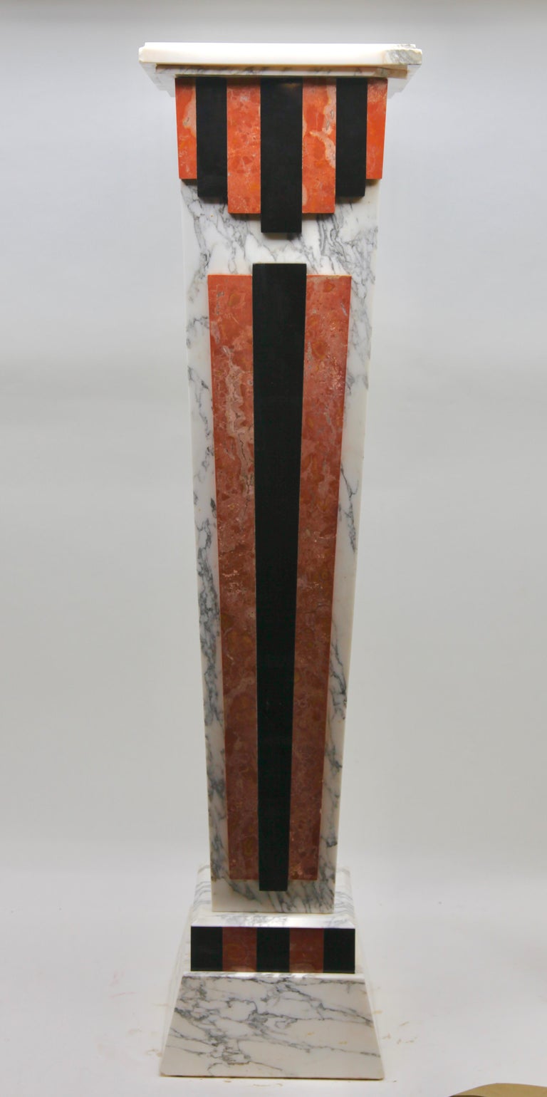 Art Deco Marble Pedestal with Belgian Black and Red Rays at 1stDibs