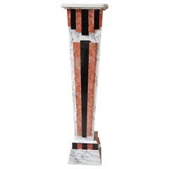 Art Deco Marble Pedestal with Belgian Black and Red Rays