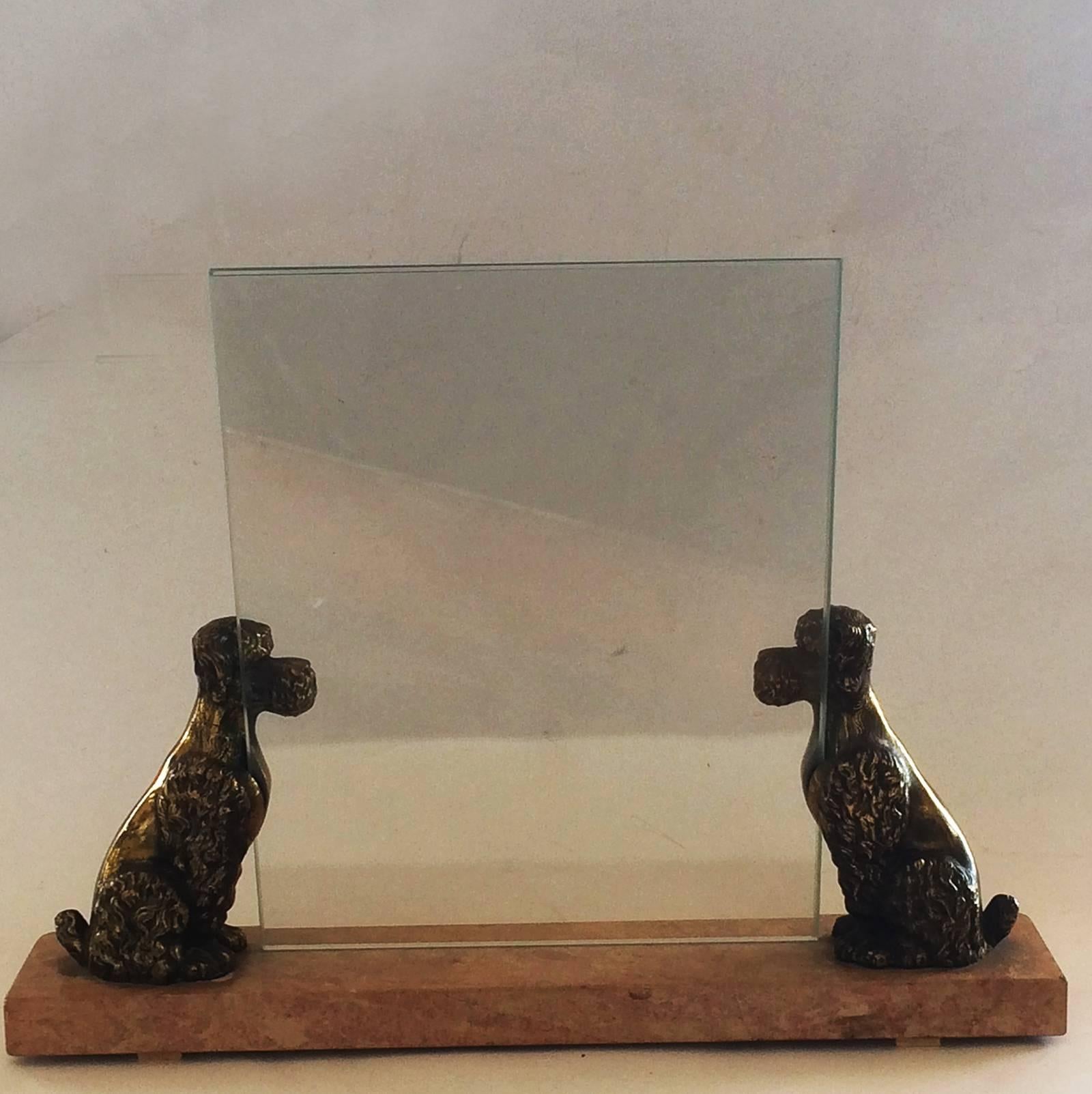 Art Deco Marble Photo Frame with Pair of Poodles In Excellent Condition In Daylesford, Victoria