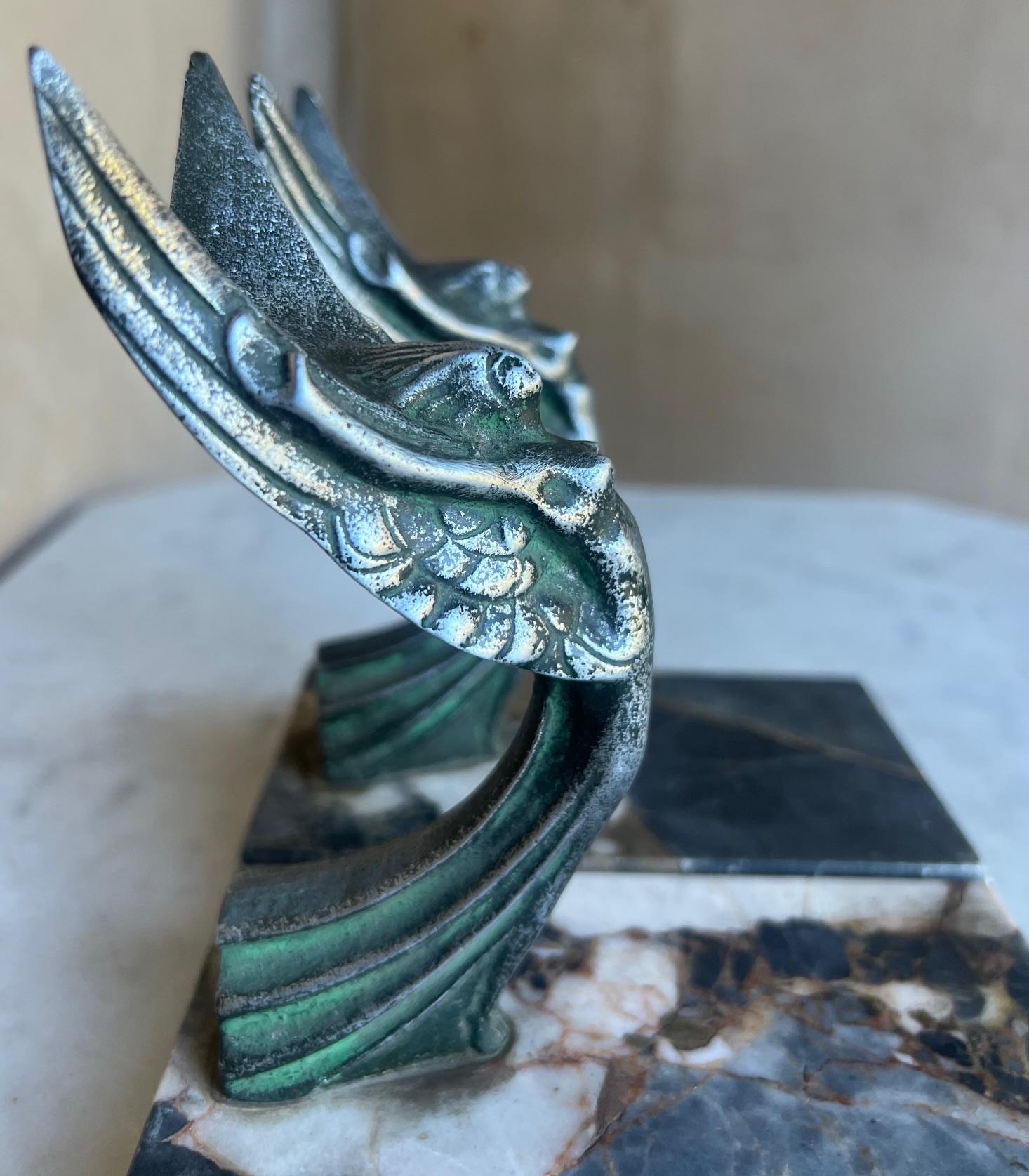 Art Deco Marble & Spelter Bookends, c. 1930's- Set of 2 8