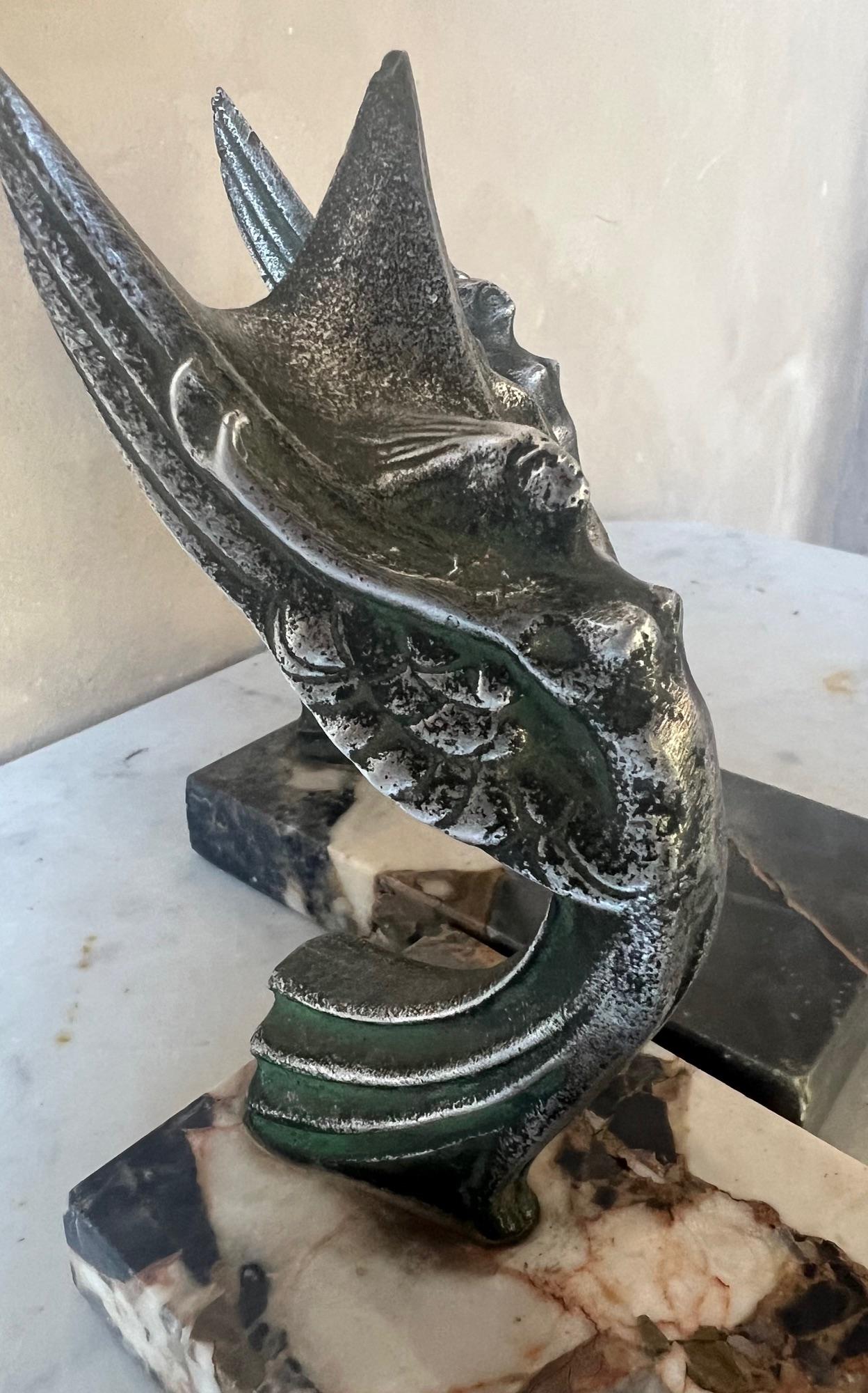 Art Deco Marble & Spelter Bookends, c. 1930's- Set of 2 9