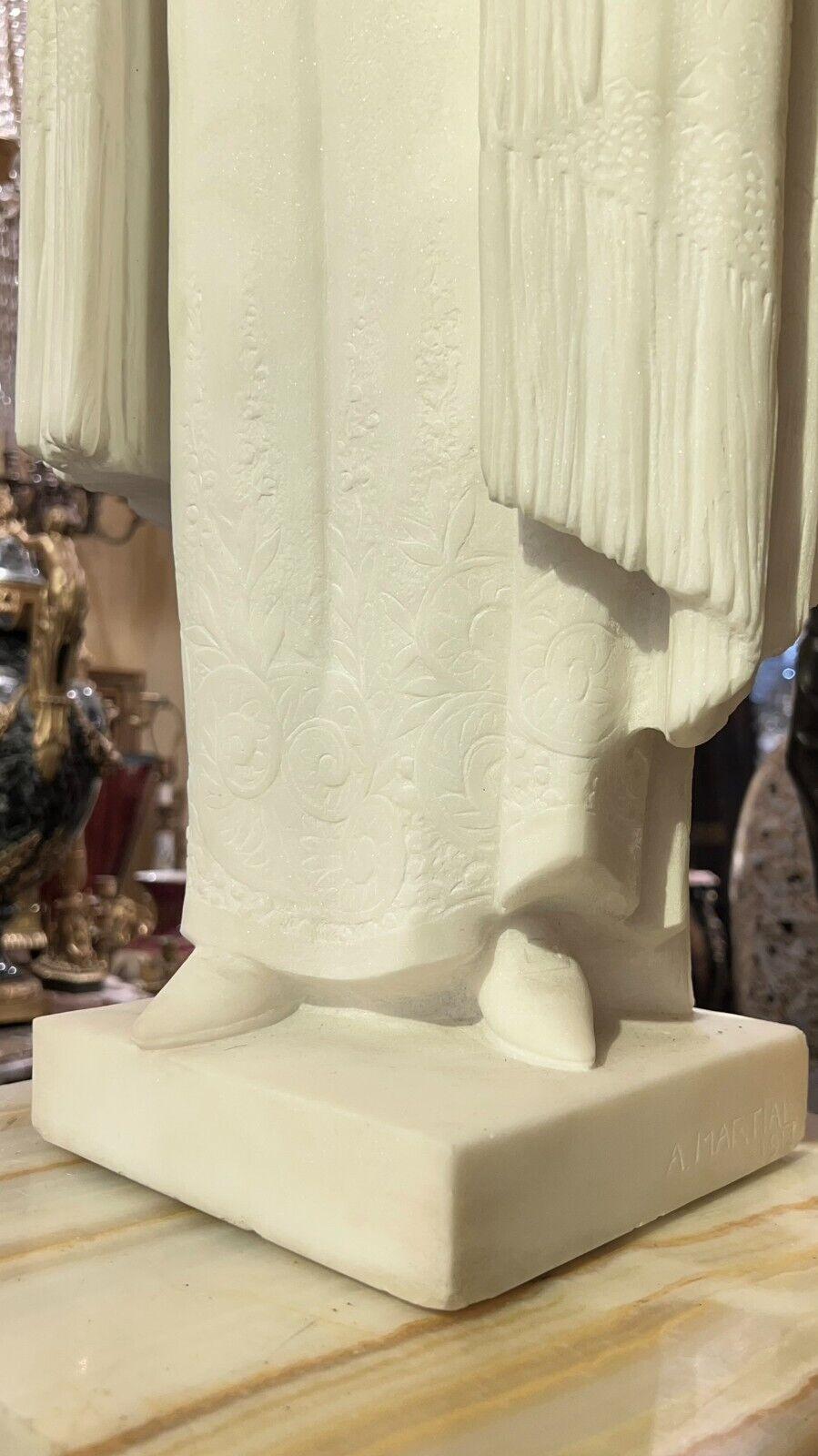 Hand-Carved Art Deco  marble statue of a Japanese Geisha by Armand Martial (1884-1960)