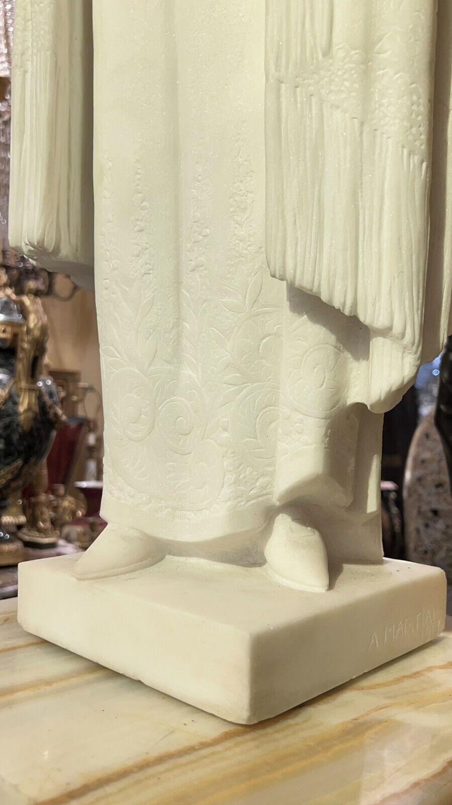 Hand-Carved Art Deco  marble statue of a Japanese Geisha by Armand Martial (1884-1960)  For Sale