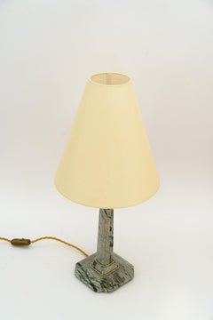 Art Deco Marble Table lamp with brass parts and fabric shade vienna around 1920s