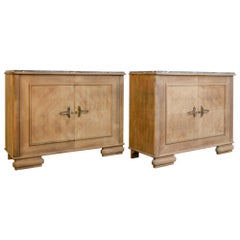 Art Deco Marble-Top Buffet Cabinets, a Pair