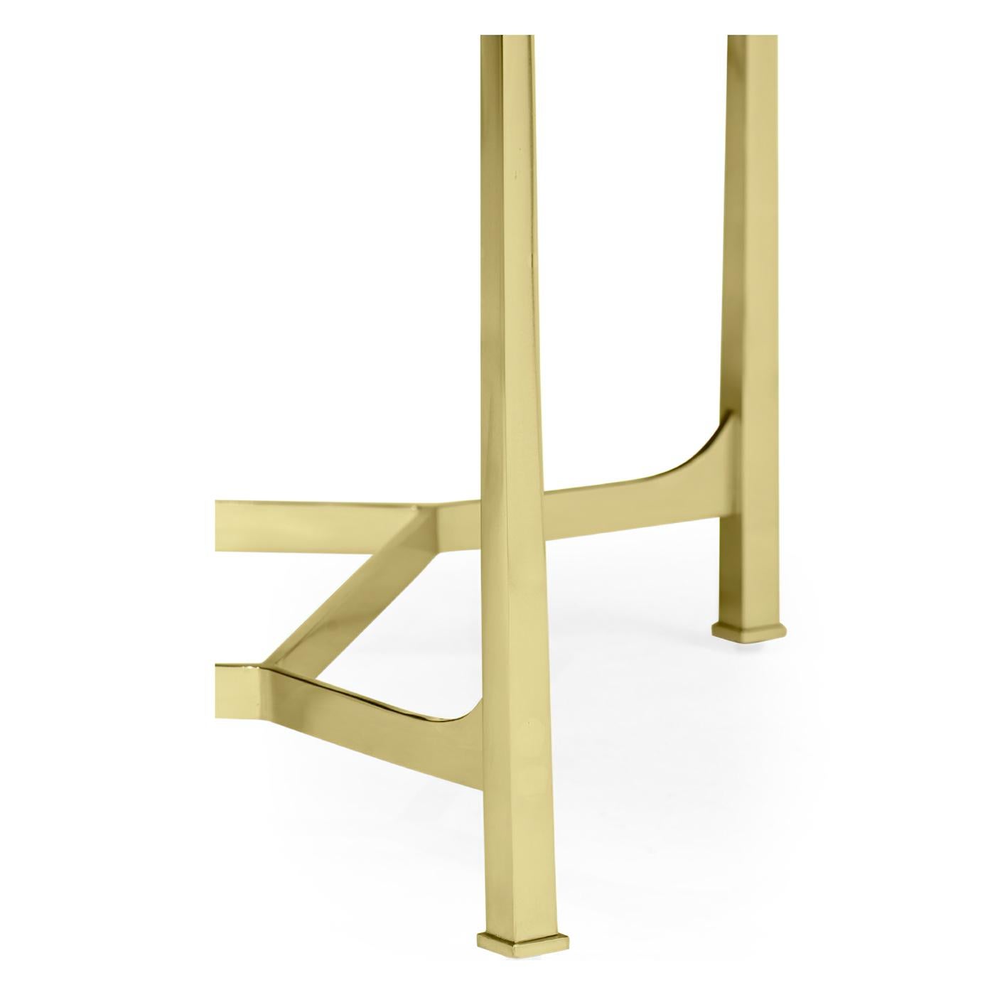 Brass Art Deco Marble-Top Coffee Table, Rouge Marble