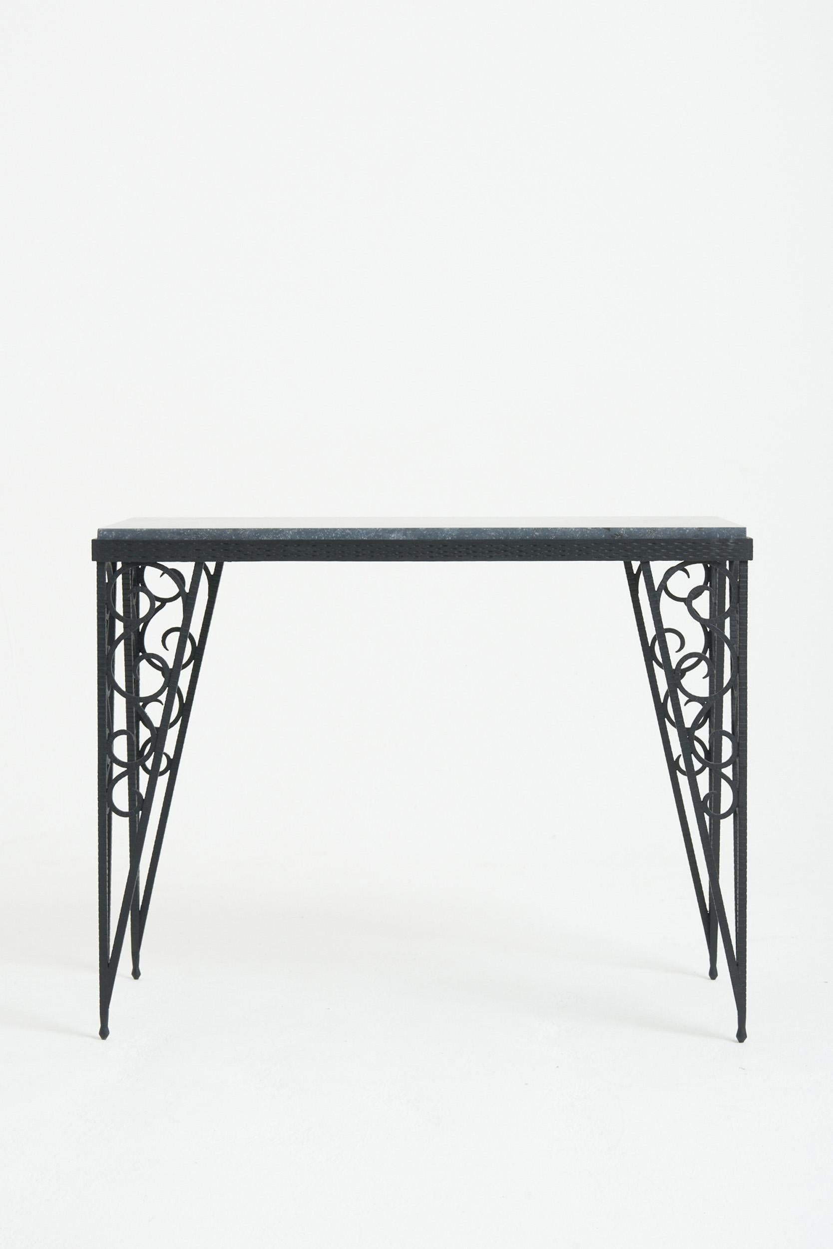 Art déco Table console Art Déco avec plateau en marbre en vente