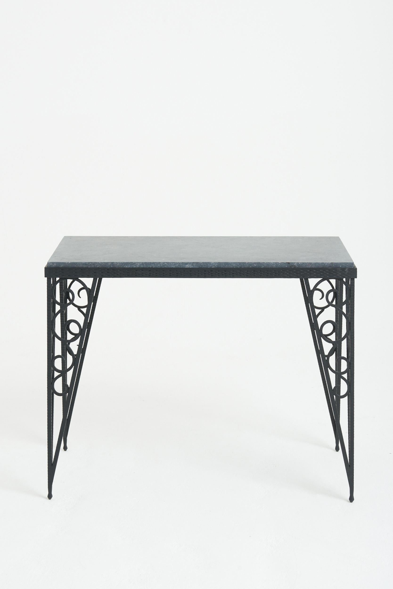 Français Table console Art Déco avec plateau en marbre en vente