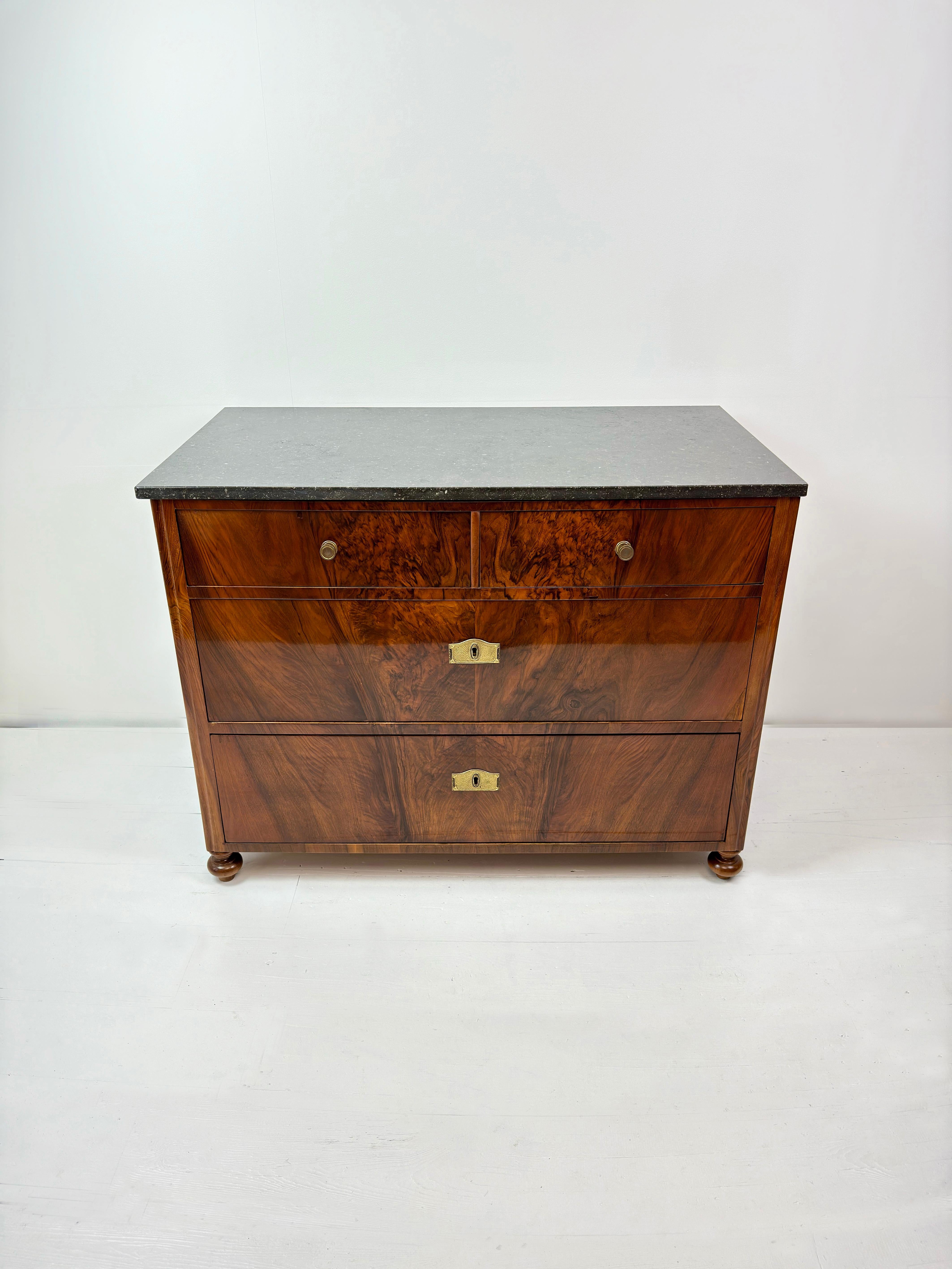 Art Deco Marble Top Walnut Commode, French c.1930's For Sale 5