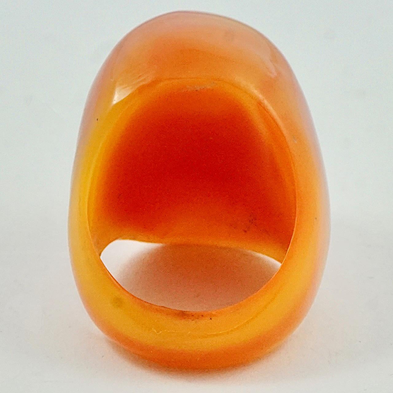 Early Plastic Marbled Butterscotch Yellow and Burnt Orange Dome Ring For Sale 1