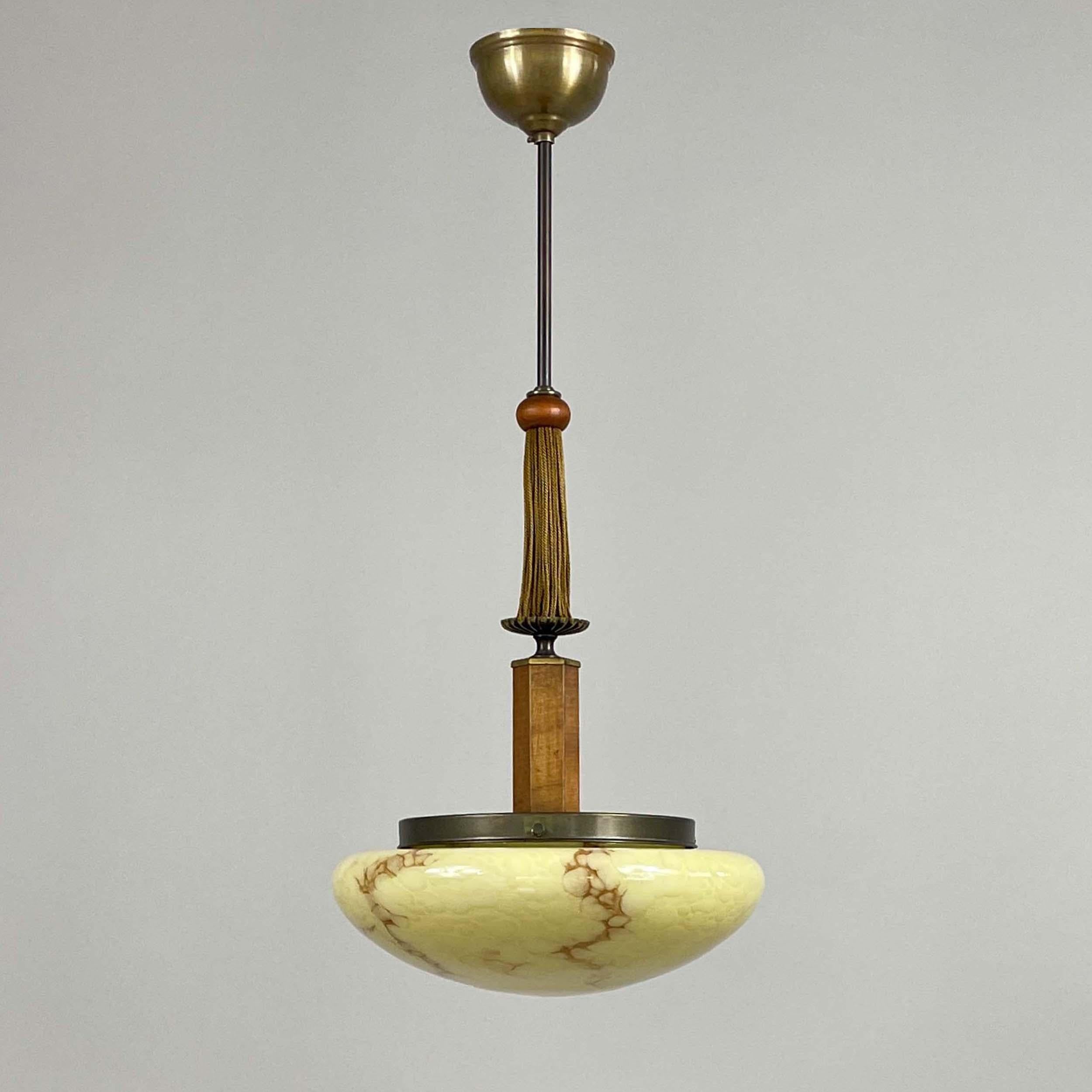 Colgante Art Déco de vidrio opalino jaspeado, Alemania Años 30 en venta 9