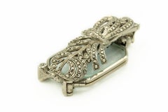 Art Deco Marcasite Sterling Silver Bow Folding Opera Lorgnette Brooch Dress Clip