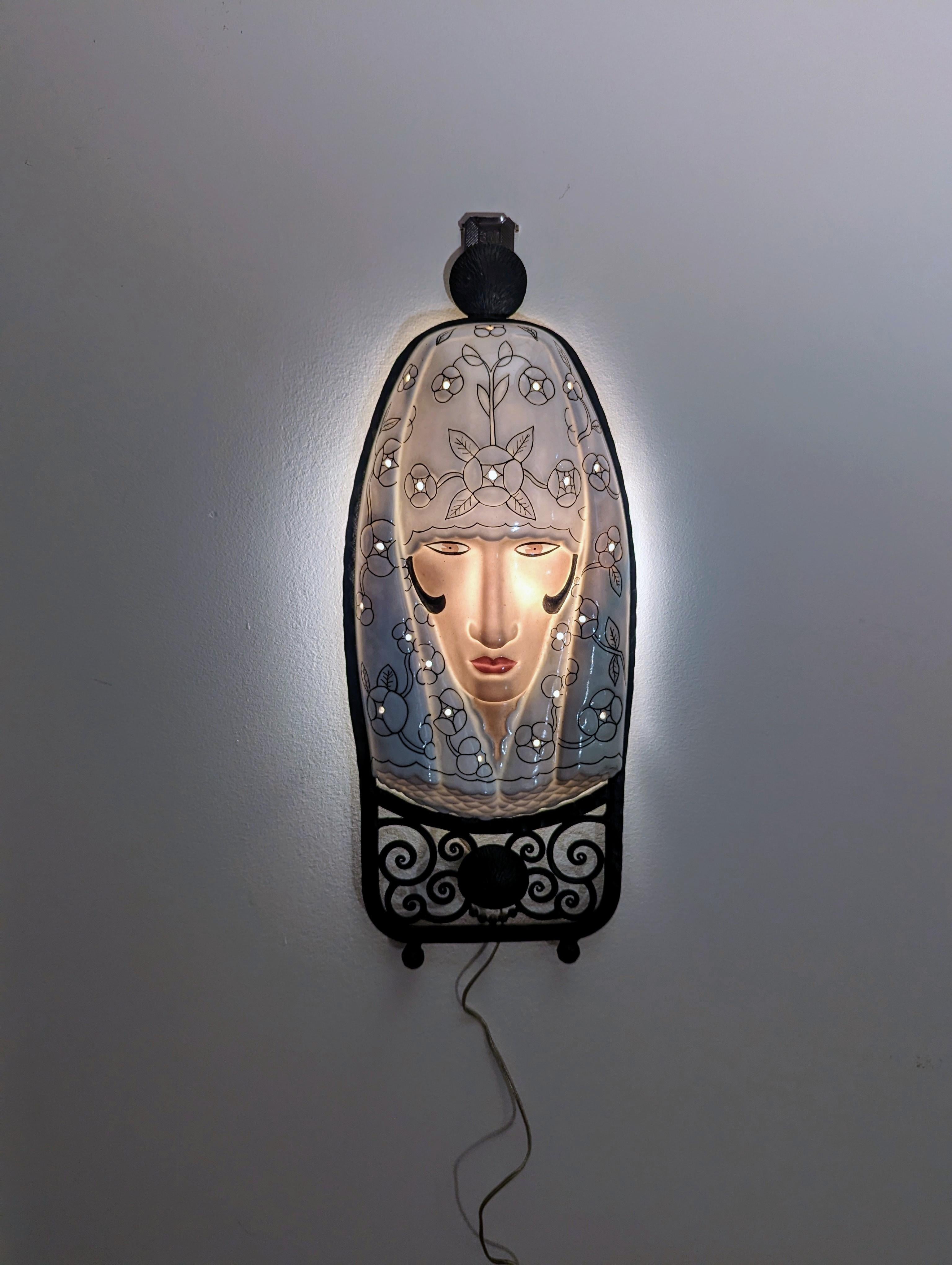 Juego de 6 apliques de máscara Art Déco Marcel Bever en venta 3