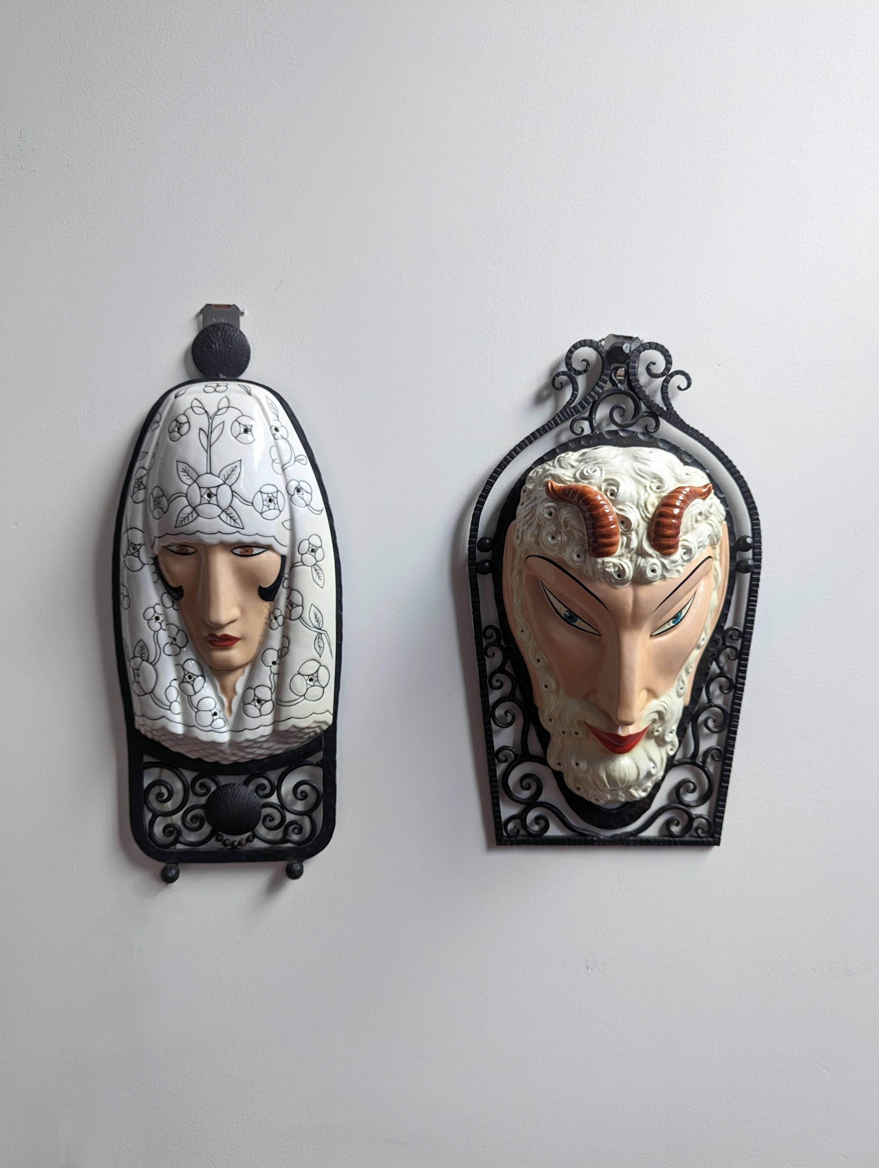 Juego de 6 apliques de máscara Art Déco Marcel Bever en venta 5