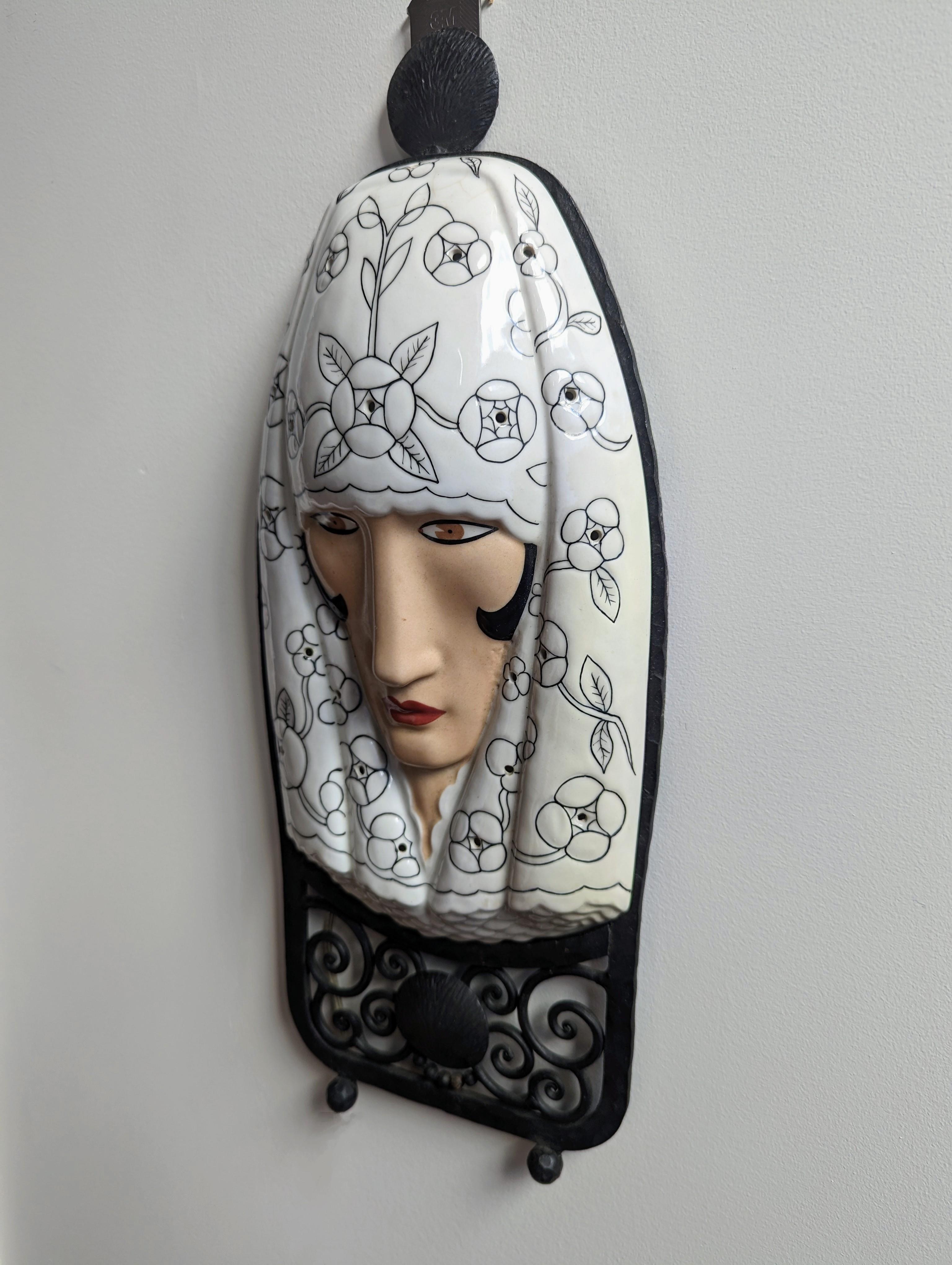 Juego de 6 apliques de máscara Art Déco Marcel Bever en venta 7