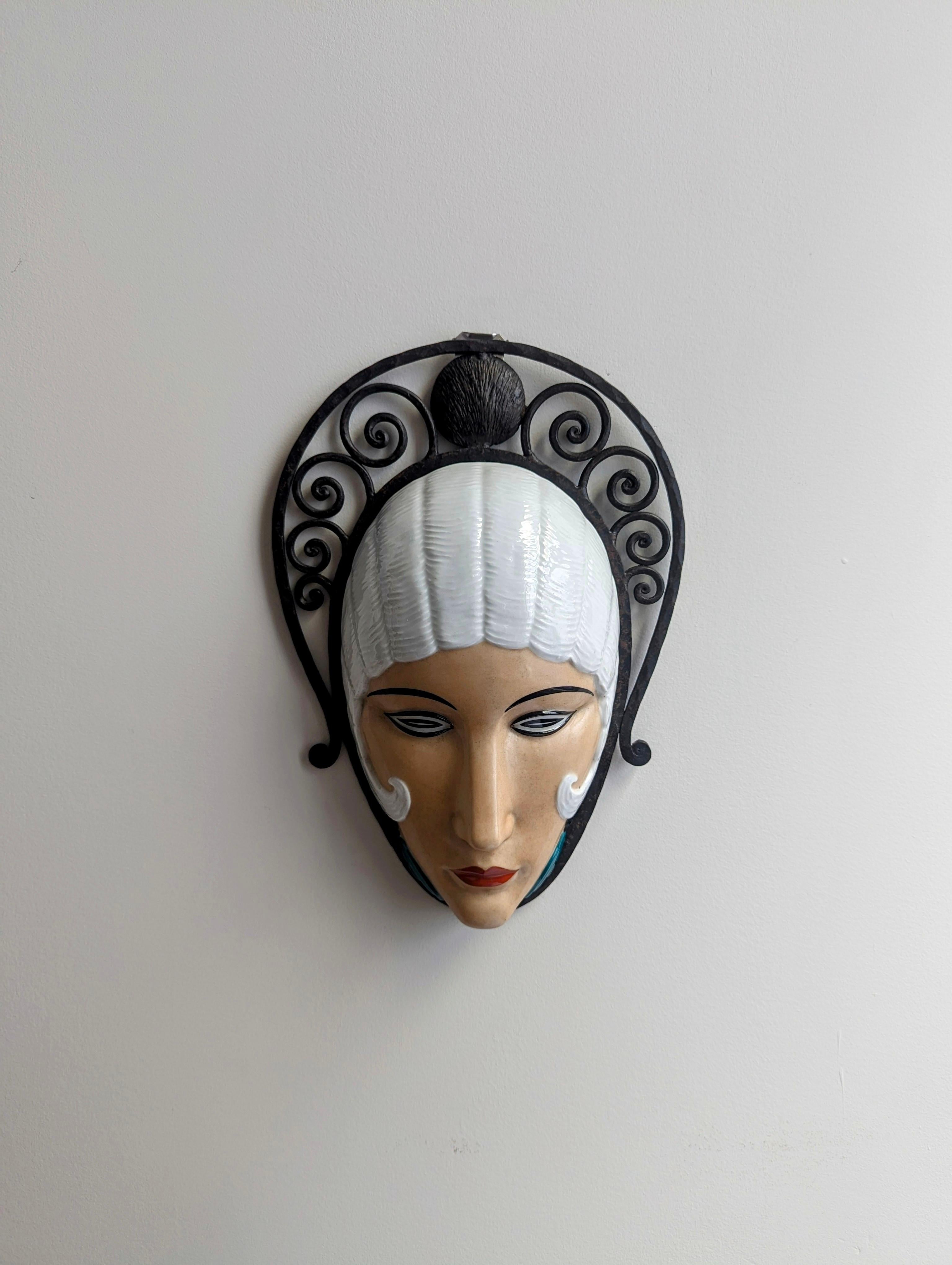 Juego de 6 apliques de máscara Art Déco Marcel Bever en Bueno estado para la venta en Lynn, MA