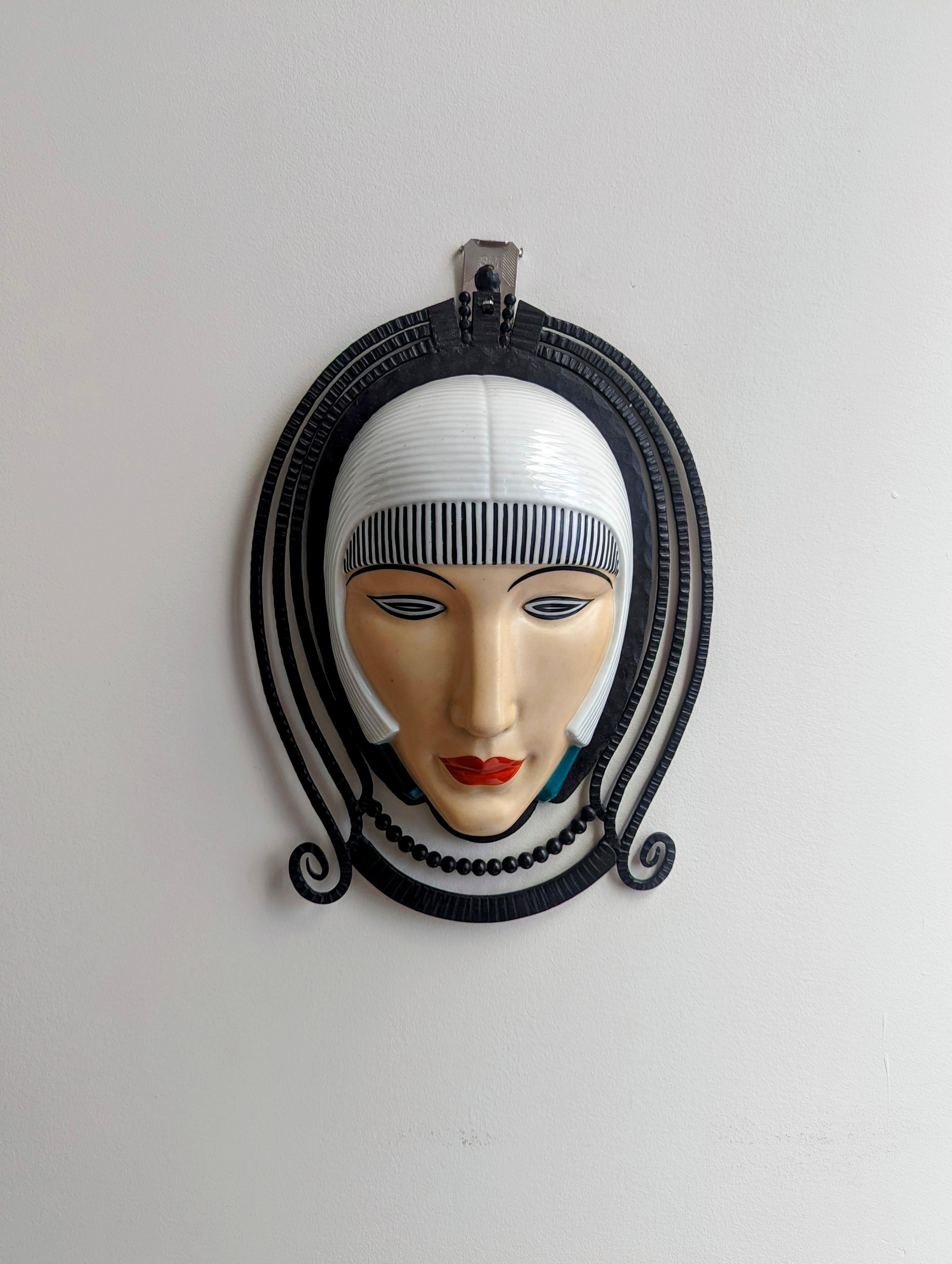 Juego de 6 apliques de máscara Art Déco Marcel Bever Porcelana en venta