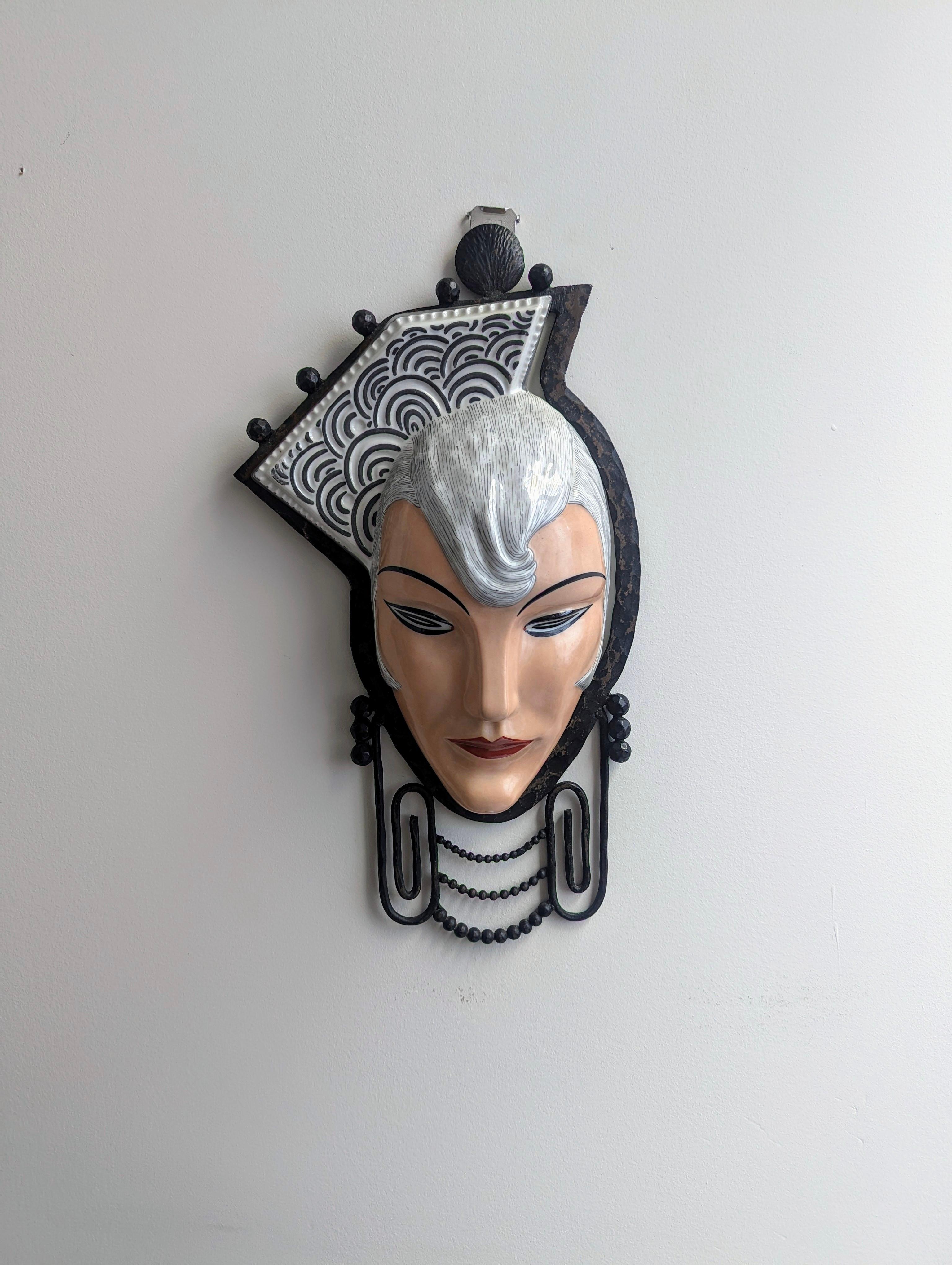 Juego de 6 apliques de máscara Art Déco Marcel Bever en venta 1