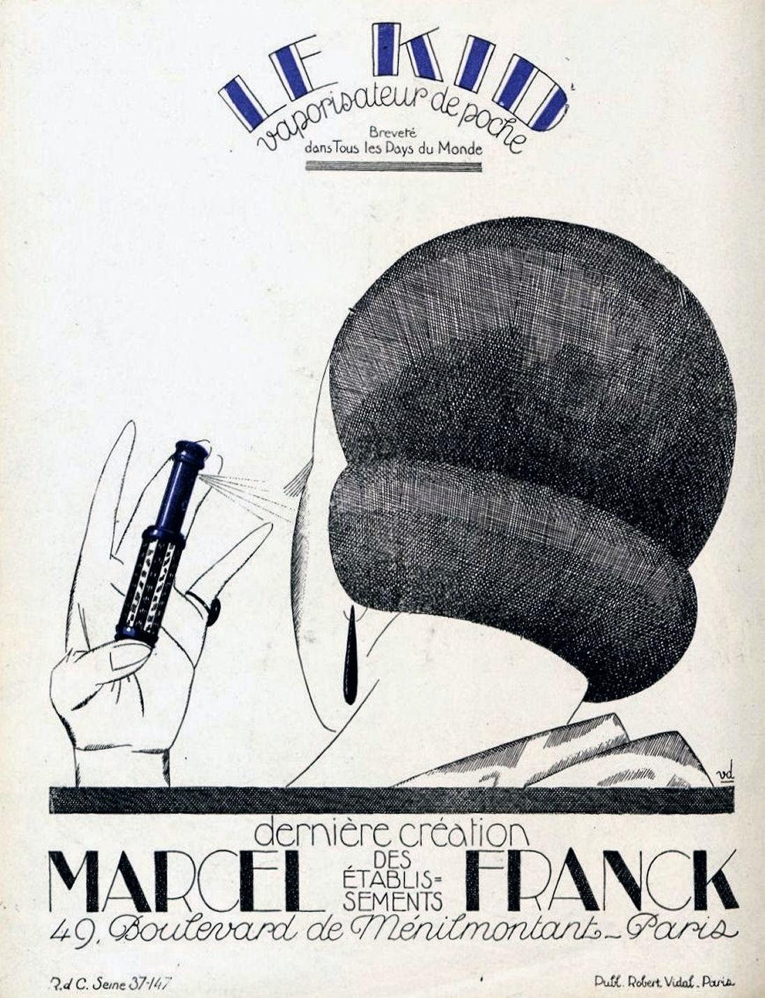 Atomiser de parfum géométrique Art Déco Marcel Franck en verre et chrome, vers les années 1930 3