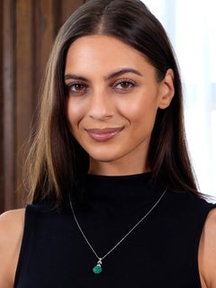 Art Deco Marcus & Co. Emerald Diamond Platinum Vintage Floral Drop Necklace