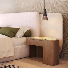 Art-déco-Nachttisch Margem aus Calacatta viola in Grün und natürlicher Eiche, Art déco
