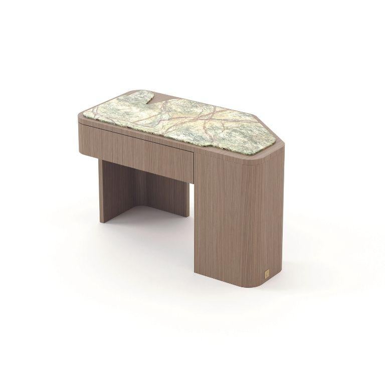 Art Deco Art-Deco Margem Night Table made with Calacatta viola green and Natural Oak For Sale