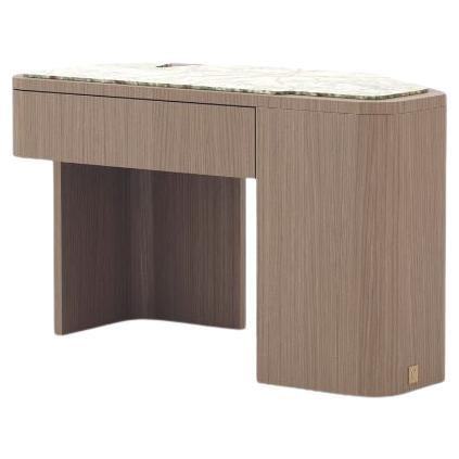 Art-Deco Margem Night Table made with Calacatta viola green and Natural Oak For Sale