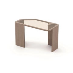 Art-Deco Margem Side Table made with Natural Oak Mate and Bronze Glass