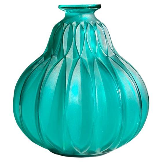 Art Deco Marius Sabino Green Glass Vase