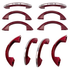 Poignées de tiroir Catalin/Bakelite rouge marron Art Déco avec bande chromée, lot de 10