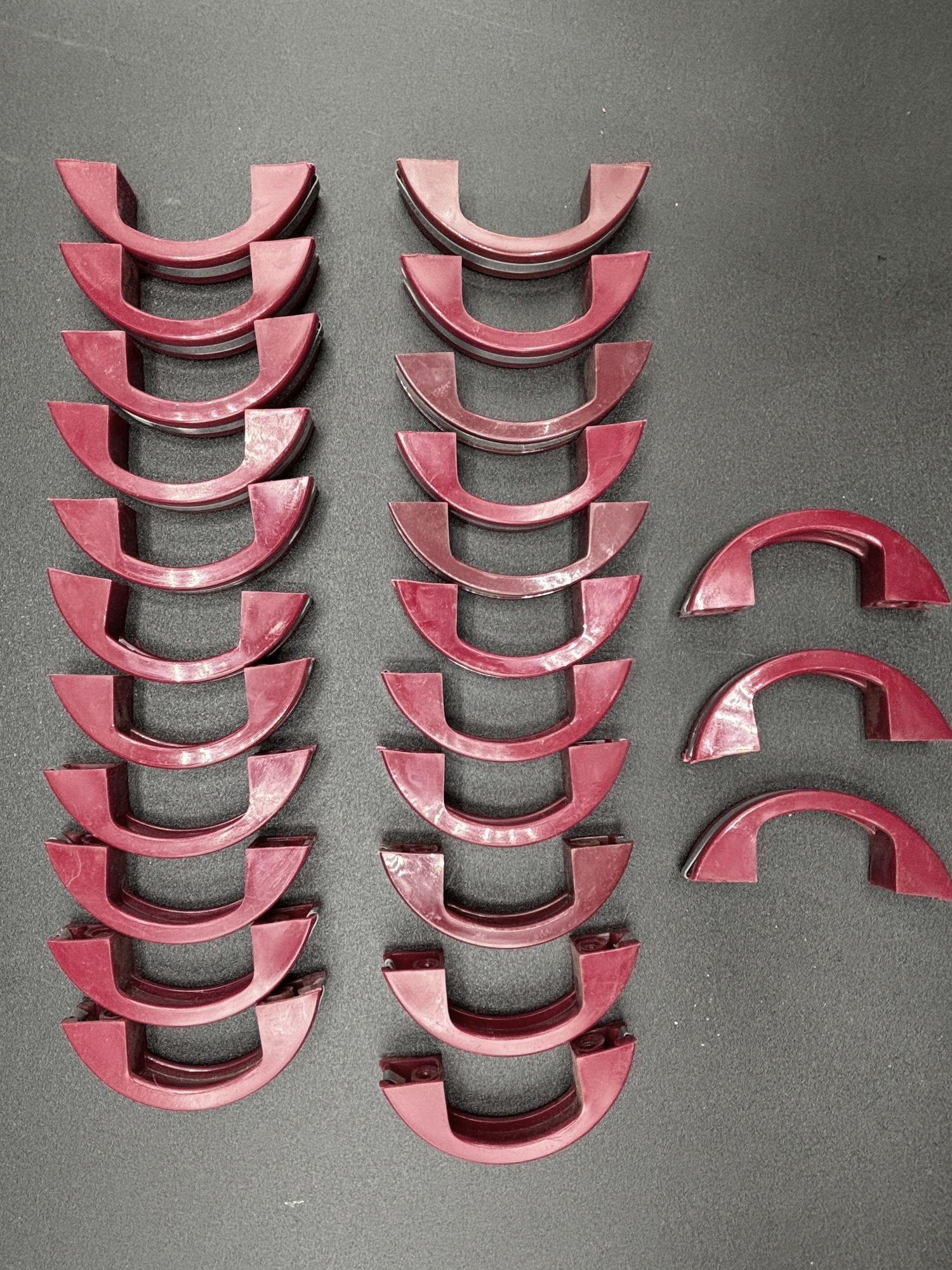 Art Deco Maroon Red Catalin/Bakelite Drawer Pulls w/ Chrome Strip, Set of 25 6