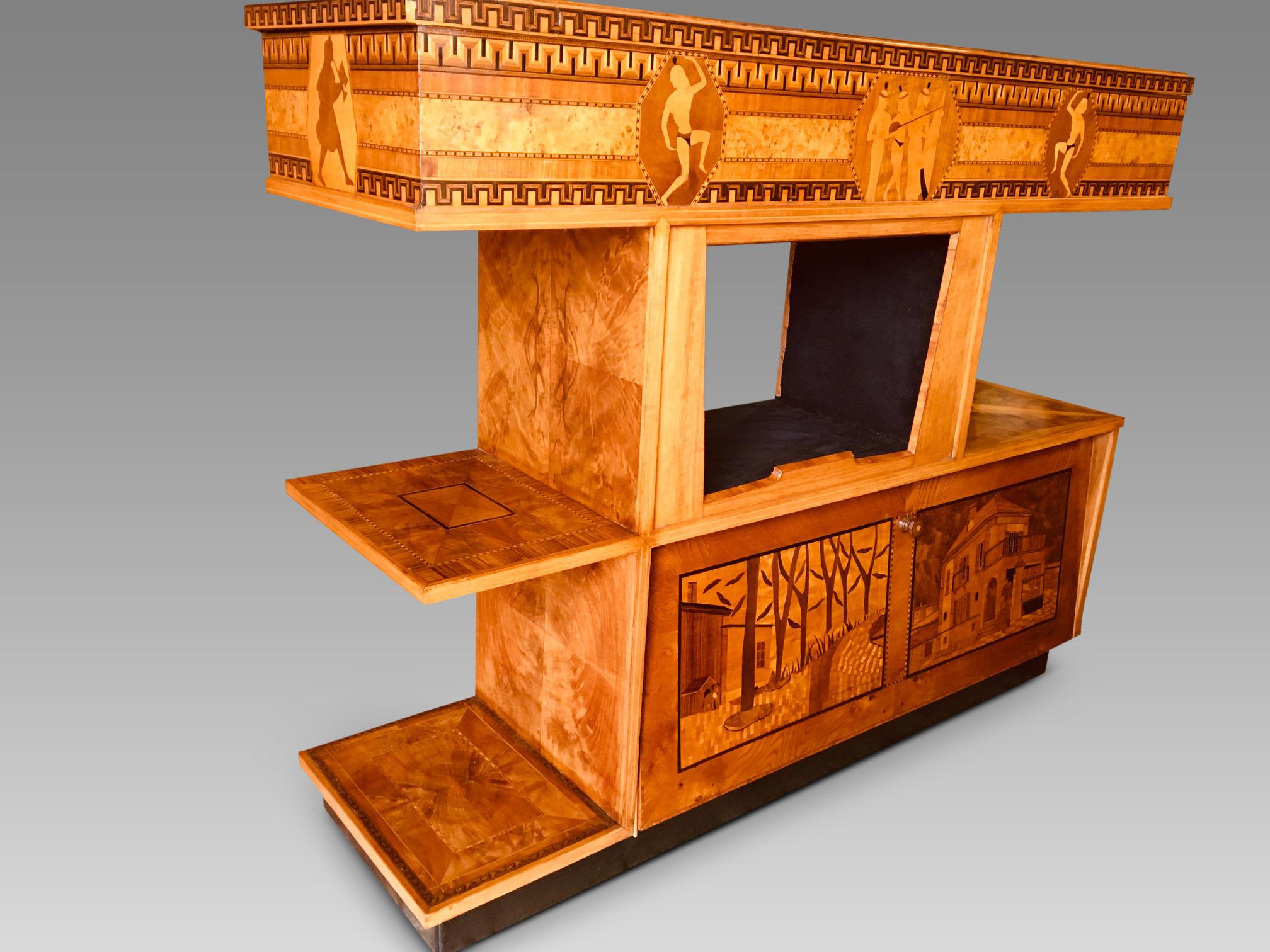 20th Century Art Deco Marquetry Cabinet, French, circa 1930