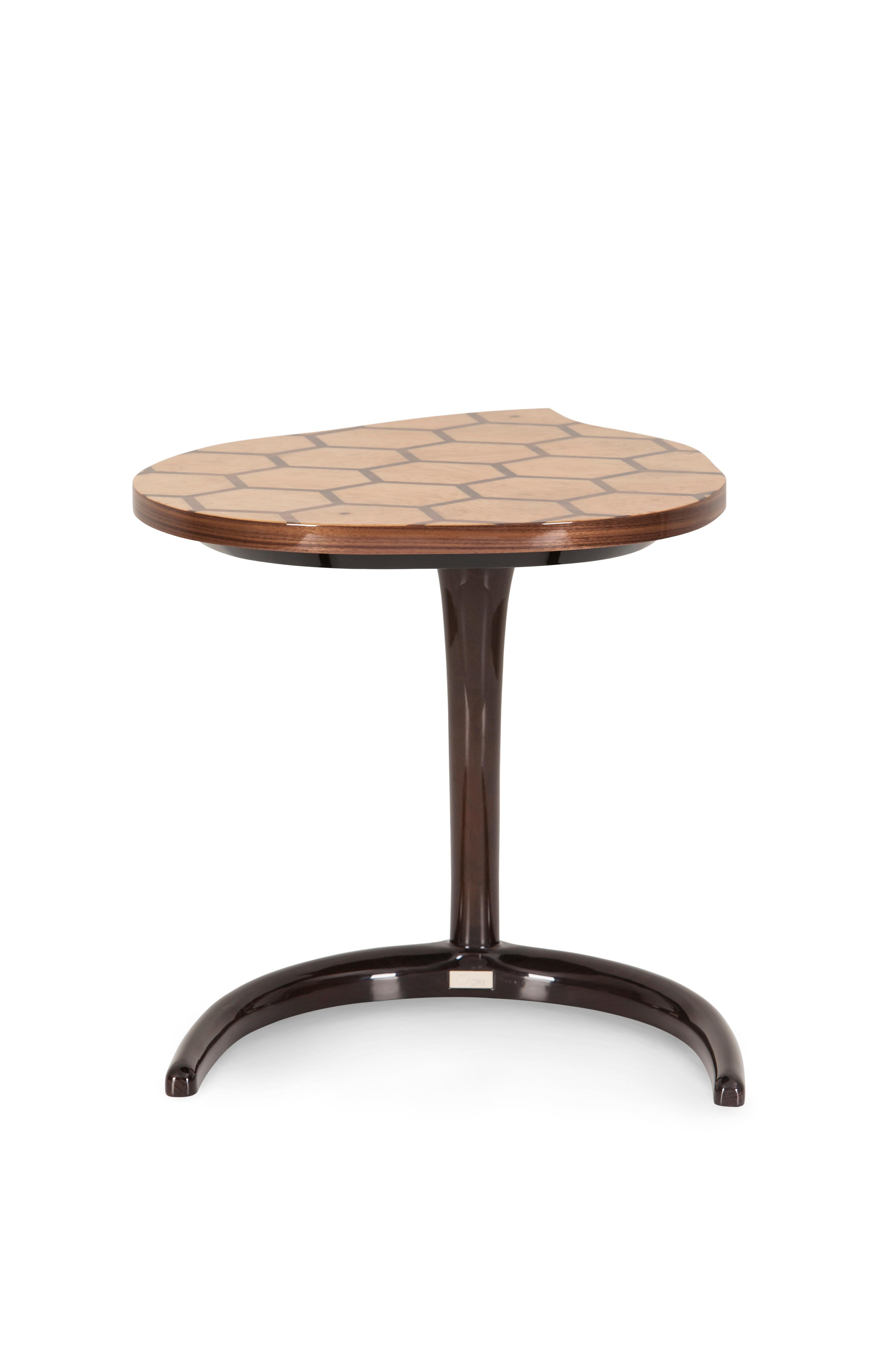 Modern Art Deco Marquetry Infinity Side Table Beech Handmade in Portugal by Greenapple For Sale