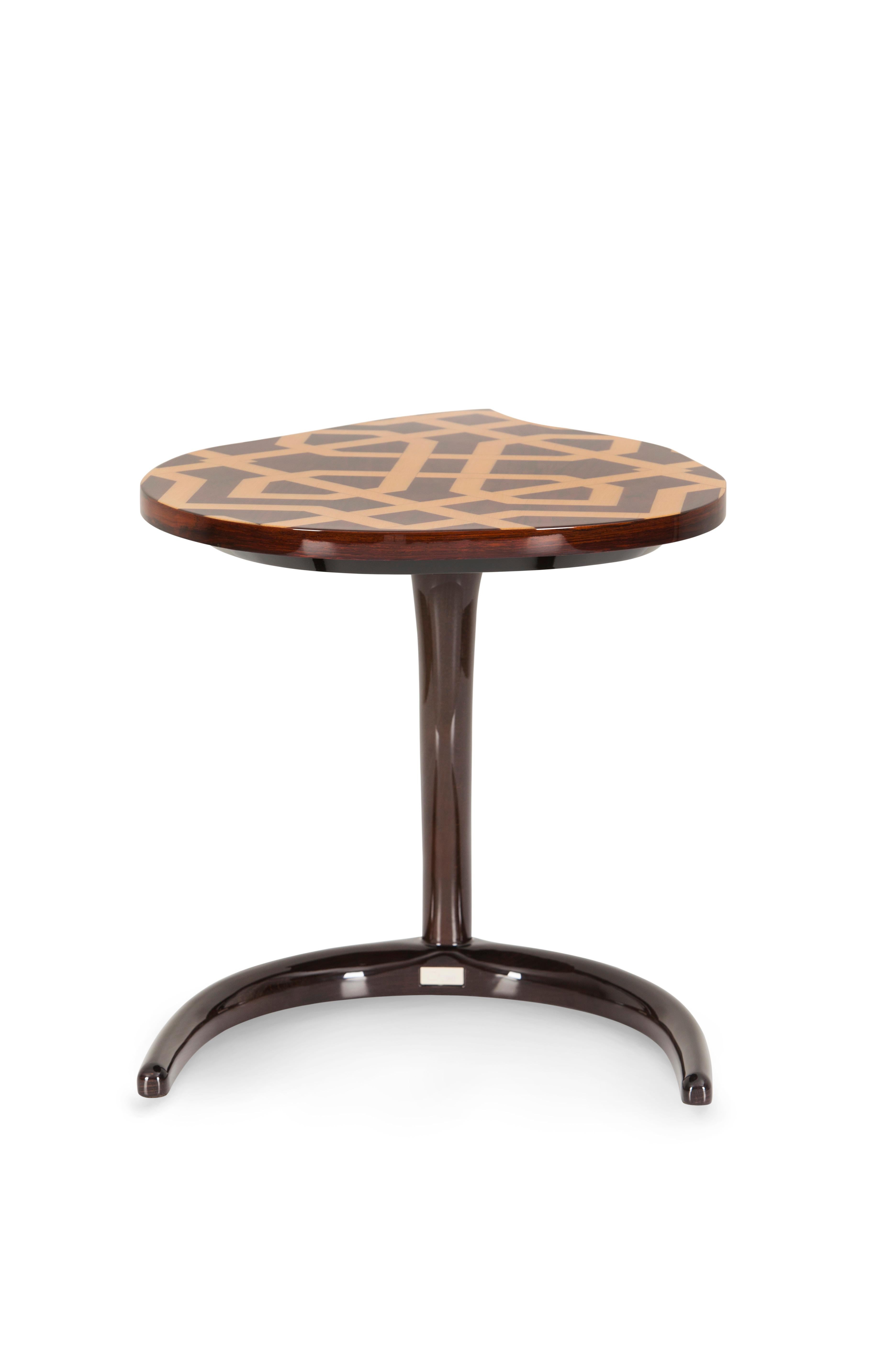 Art Deco Marquetry Infinity Side Table Beech Handmade in Portugal by Greenapple In New Condition For Sale In Lisboa, PT