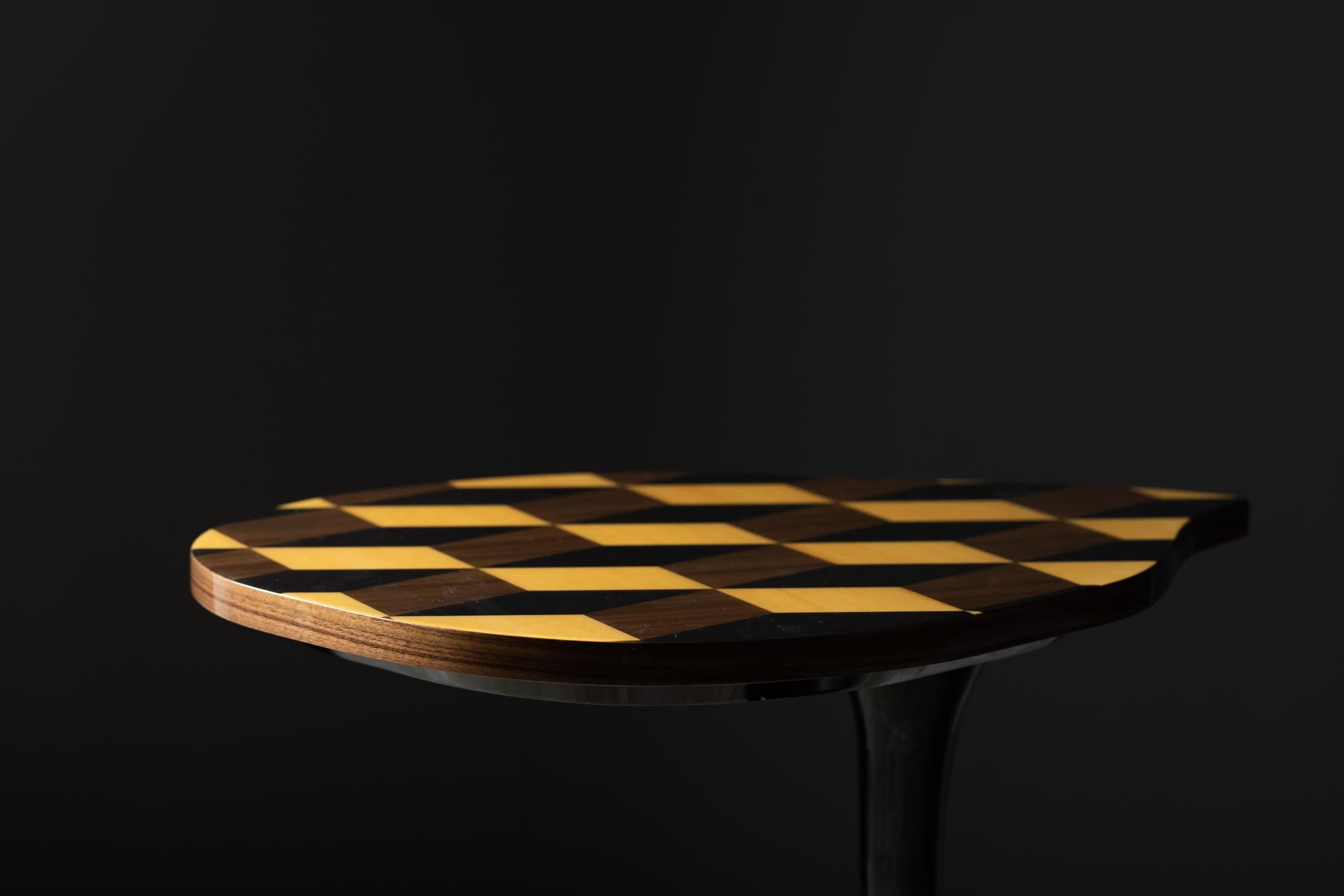 Contemporary Art Deco Marquetry Infinity Side Table Beech Handmade in Portugal by Greenapple For Sale