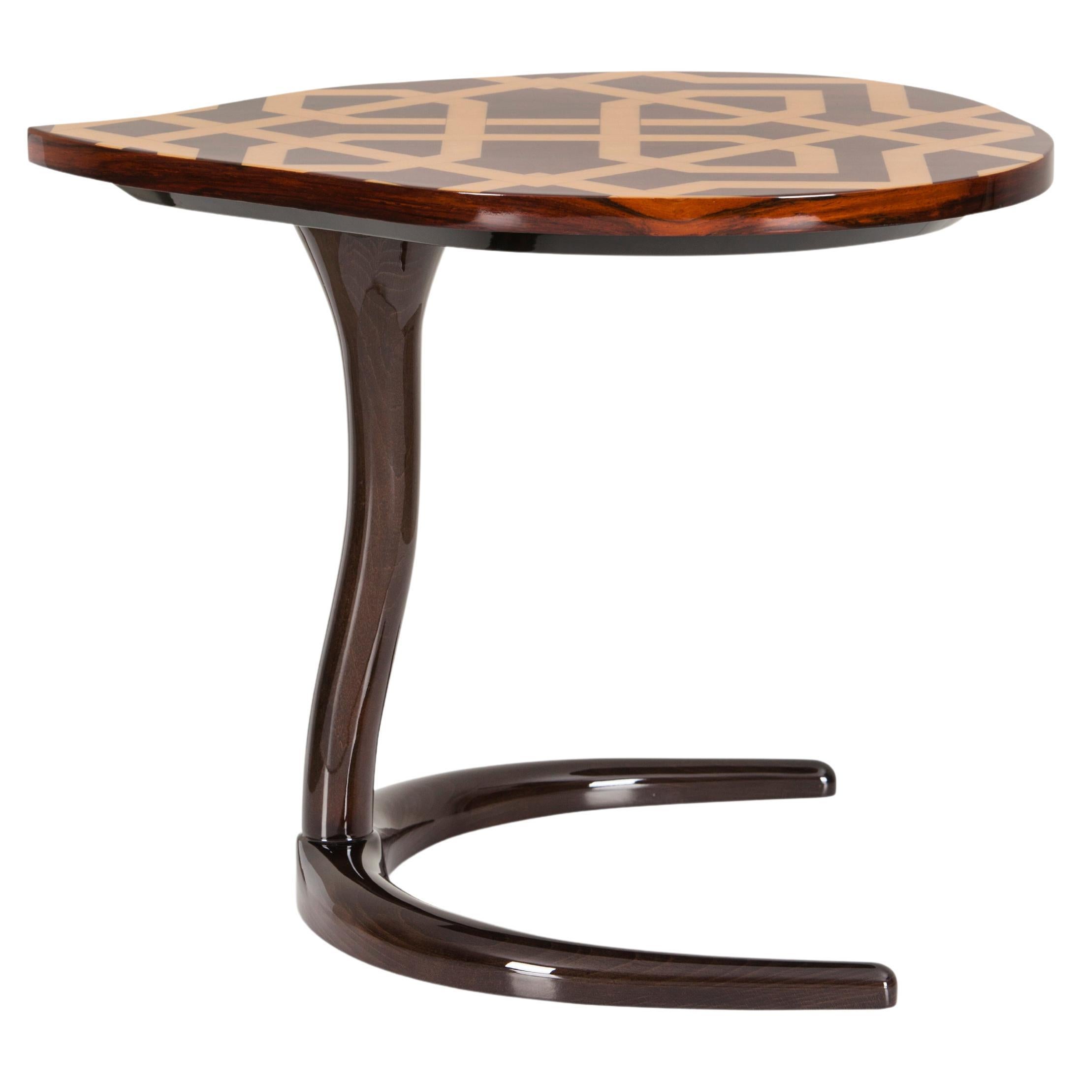 Art Deco Marquetry Infinity Side Table Beech Handmade in Portugal by Greenapple For Sale