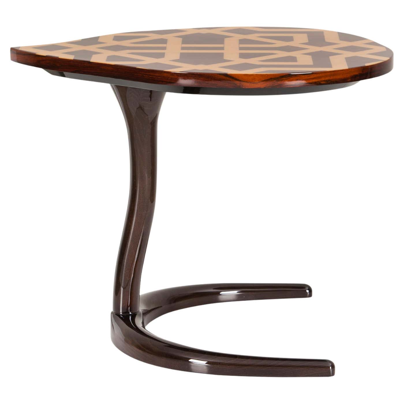 Art Deco Marquetry Infinity Side Table Beech Handmade in Portugal by ...