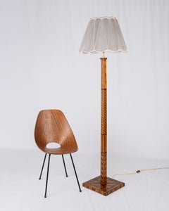 Art Deco marquetry or parquetry floor lamp, made in France, 1930s
