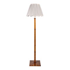 Art Deco marquetry or parquetry floor lamp, made in France, 1930s