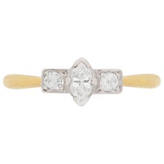 Art Deco Marquise and Old Cut Diamond Ring, circa 1920s