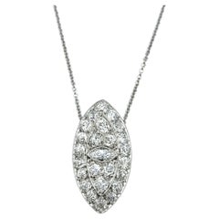 Art Deco Marquise and Old Mine Cut Diamond Eye Pendant Necklace in Platinum