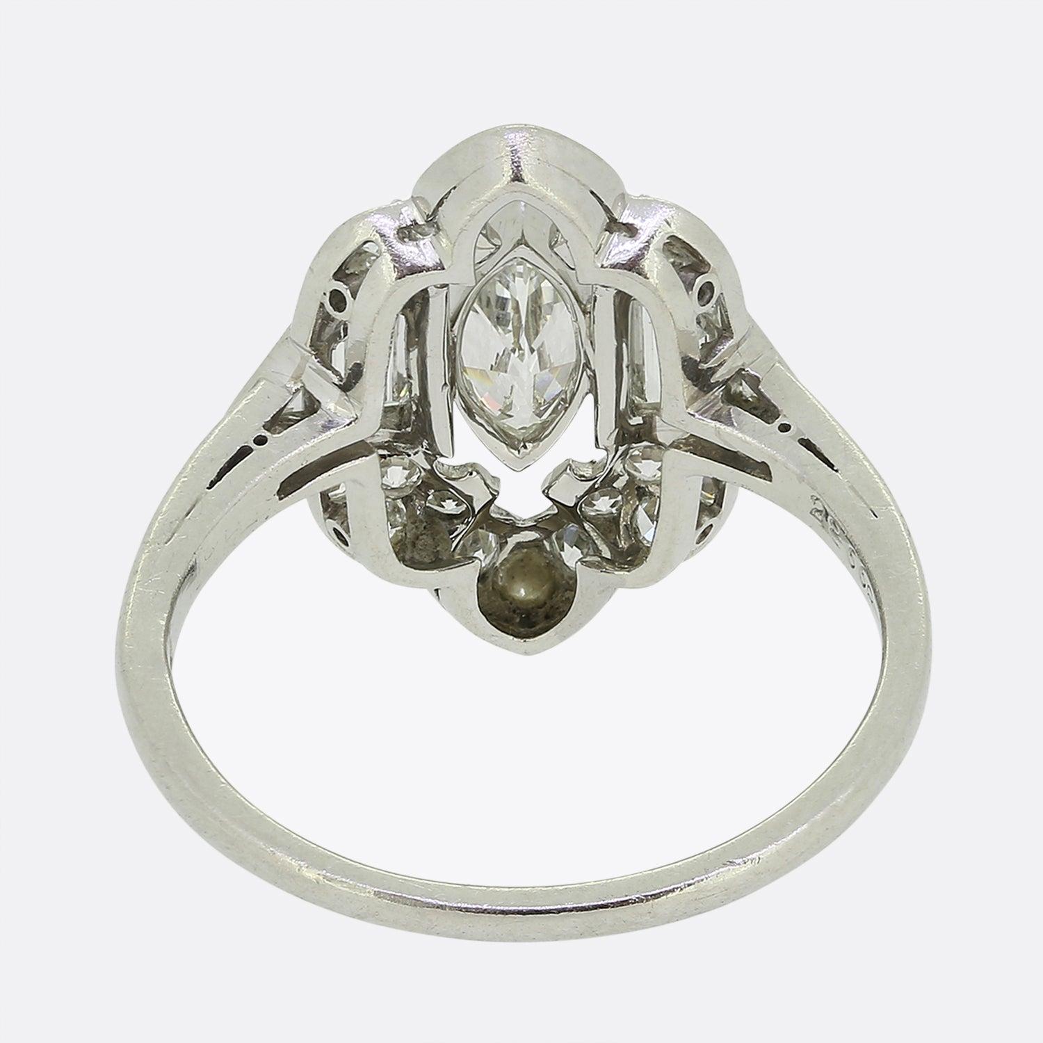Women's Art Deco Marquise Cut Diamond Engagement Ring