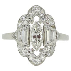 Art Deco Marquise Cut Diamond Engagement Ring