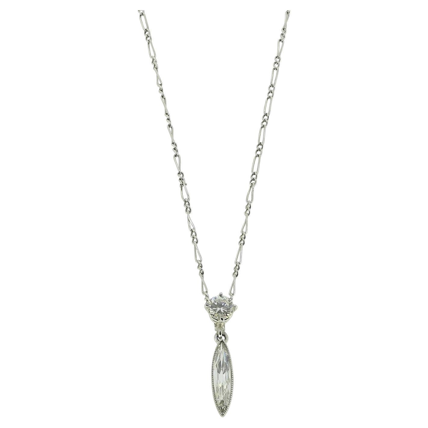 Collana Art Deco con diamanti taglio marquise