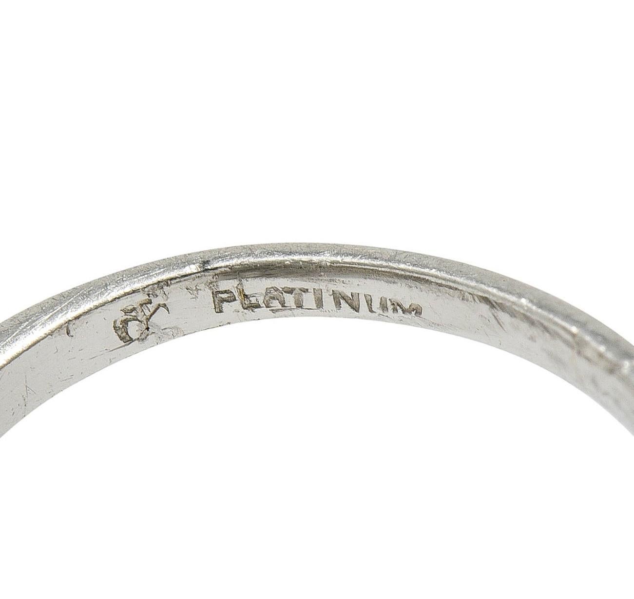 Art Deco Marquise Cut Diamond Platinum Navette Buckle Vintage Dinner Ring For Sale 4